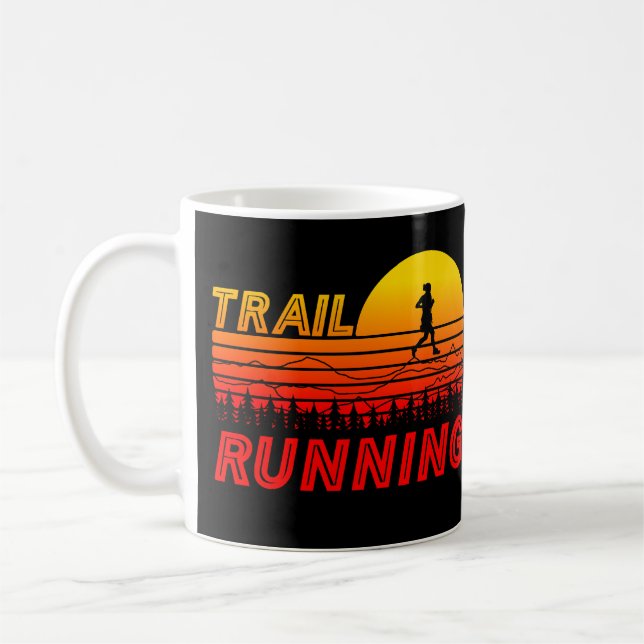 Caneca De Café Trail Running orangen Sonnenuntergang mit Bergen (Esquerda)