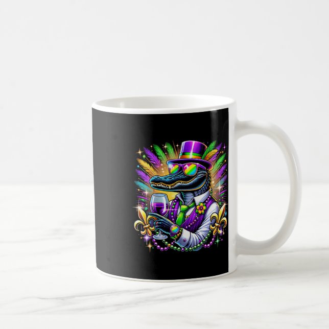 Caneca De Café Traje de Carnaval de Mardi Gras de Jacaré para Hom (Direita)