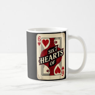 Caneca De Café Traje de carta de baralho vintage seis 7 corações