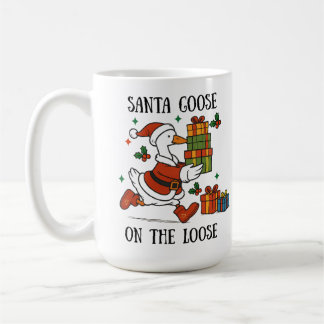 Caneca De Café Traje de Férias de Natal da Gansa Santa à Solta