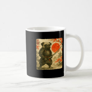 Caneca De Café Traje de Guerreiro Samurai Japonês Pug Arte Sumi-e