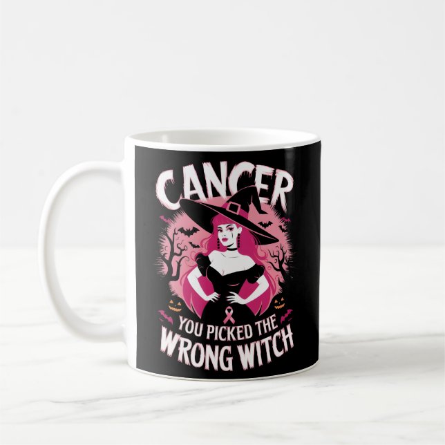 Caneca De Café Traje Mês de Consciência do cancer, Bruxa Guerreir (Esquerda)