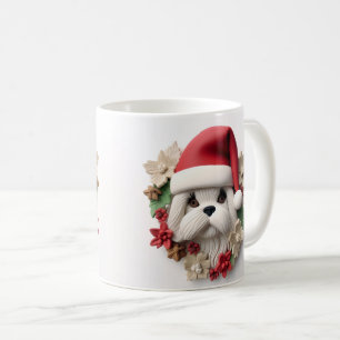 Caneca De Café Trama de Natal de 3-D Shih-tzu