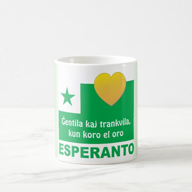 Caneca De Café Trankvila do kaj de Ĝentila do esperanto, oro do (Centro)
