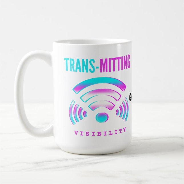 Caneca De Café Trans-missão Visibilidade Moderno Glitch Transgêne (Esquerda)
