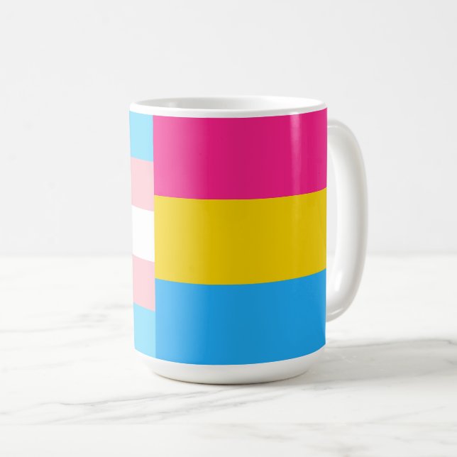 Caneca De Café Transgender Pansexual Dual Pride Flag (Frente Esquerda)