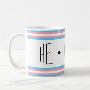 Caneca de Café Transgênero Pronomes Ele/Dele/Seu
