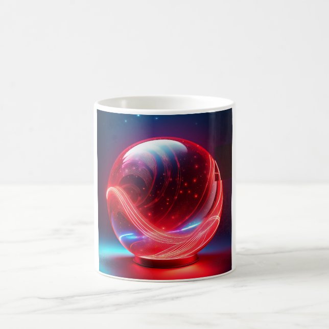 Caneca De Café Transparent Reflective  Red Globe With Starbursts (Centro)