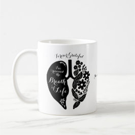 Caneca De Café Transplante pulmonar de girassol preto e branco