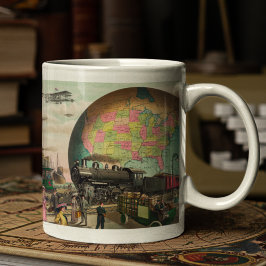 Caneca De Café Transporte do século XX, Vintage 1910