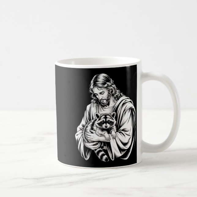 Caneca De Café Trash Panda Jesus Raccoon Trashed Racoon Animal Ra (Direita)