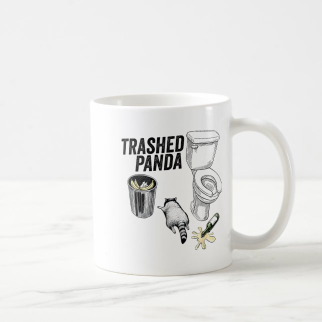Caneca De Café Trashed Panda, Funny Drunk Raccoon, Trash Panda Hu (Direita)