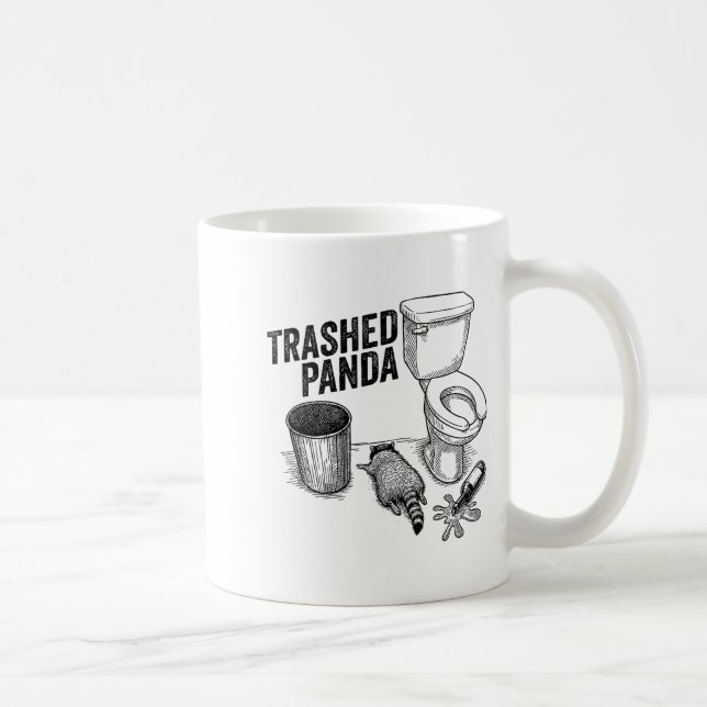 Caneca De Café Trashed Panda, Funny Drunk Raccoon, Trash Panda Hu (Direita)