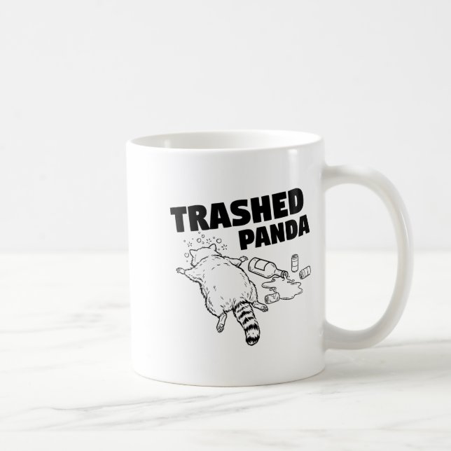 Caneca De Café Trashed Panda Funny Drunk Racoon  (Direita)