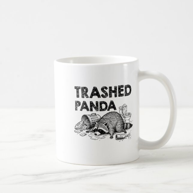 Caneca De Café Trashed Panda Funny Drunk Racoon Gets Drunk Meme F (Direita)