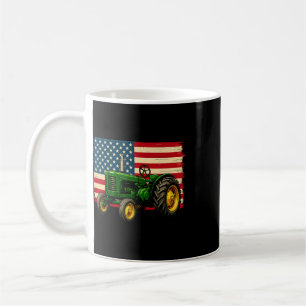 Caneca De Café Trator Agricultor Bandeira EUA 4 De Julho 