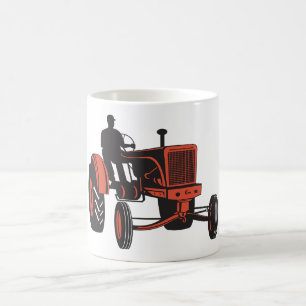 Caneca De Café Trator Vermelho Vintage Retro Fazendeiro