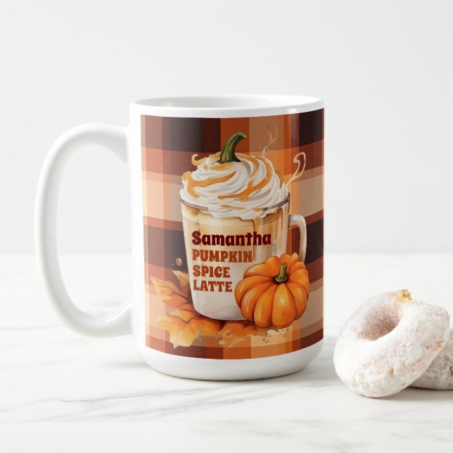 Caneca De Café Trava de Especiaria de Abóbora Personalizada (Com Donut)