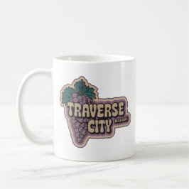 Caneca De Café Traverse City 70s, Retro Michigan Vintage Grape
