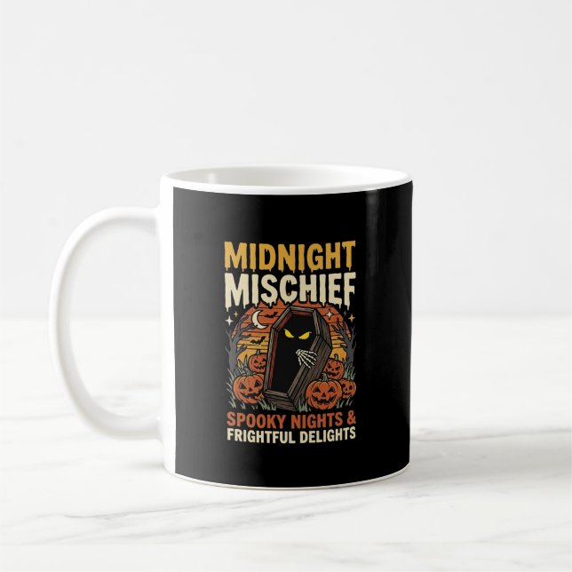 Caneca De Café Travessuras no Cemitério de Halloween (Esquerda)