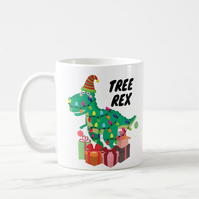 Caneca De Café Tree Rex Xmas Engraçada Mug Gift (Esquerda)