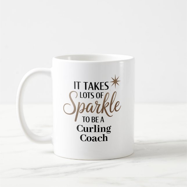 Caneca De Café Treinador de Curling Personalizado com Brilho (Esquerda)