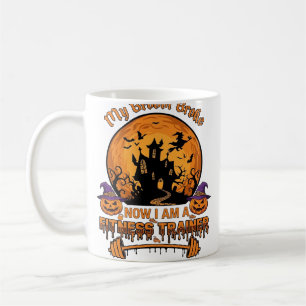 Caneca De Café Treinador de Fitness de Halloween Vassoura Quebrad
