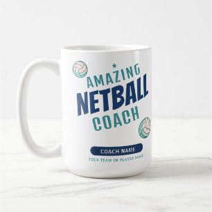 Caneca De Café Treinador de Netball Incrível Nome Personalizado