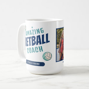 Caneca De Café Treinador de Netball Incrível Nome Personalizado F