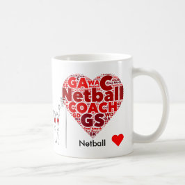 Caneca De Café Treinador do Netball da nuvem da palavra das