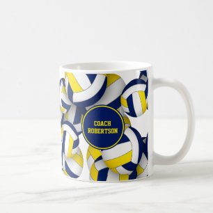 Caneca De Café treinador do time de vôlei azul amarelo presente d