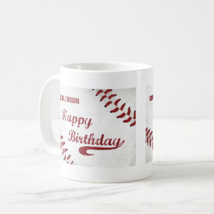 Caneca De Café Treinador Feliz Aniversário Grande Grunge Basebal