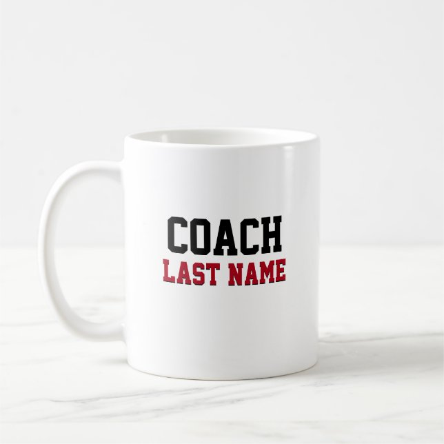 Caneca De Café Treinador Sobrenome Personalizado (Esquerda)