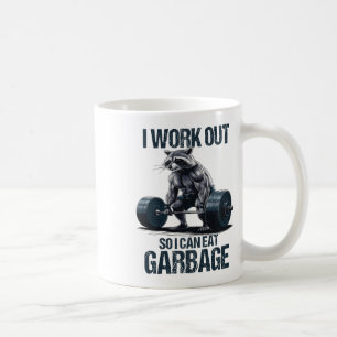 Caneca De Café Treinamento De Peso De Gym Raccoon Eu Trabalho Par