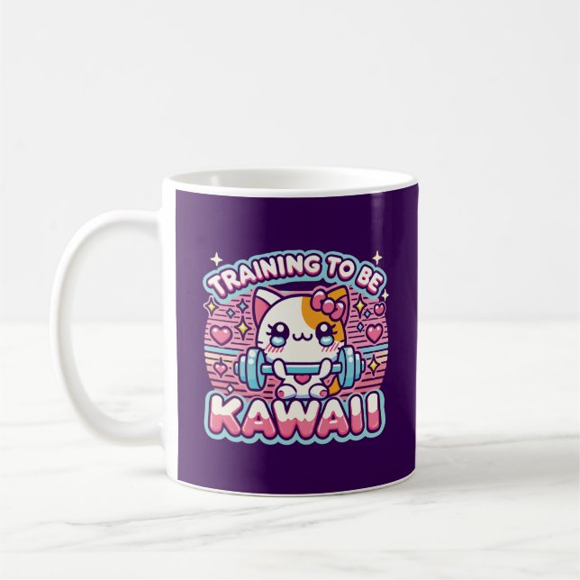 Caneca De Café Treinamento para ser Kawaii - Gato Giro de Anime E (Esquerda)