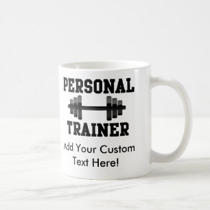 Caneca De Café Treinamento preto e branco de Dumbell do instrutor