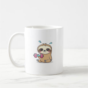 Caneca De Café Treino Divertido de Preguiça Chibi  Cartoon de Aca