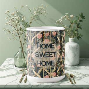 Caneca De Café Trellis de Rosas Rosa William Morris Lar Doce Lar