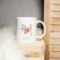 Trendente Dourada Watercolor Flower - Letra M | Mo