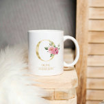 Caneca De Café Trendente Dourada Watercolor Flower - Letra O | Mo<br><div class="desc">Trendente Dourada Watercolor Flower - Letra O | Monograma</div>