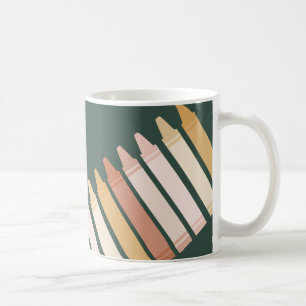 Caneca De Café Trendy Boho Colors Crayon Nome do Professor