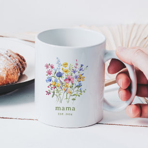 Caneca De Café Trendy Colorful Wildflower Mamãe