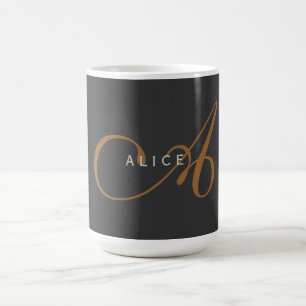 Caneca De Café Trendy Cute Plain Monograma Nome Inicial
