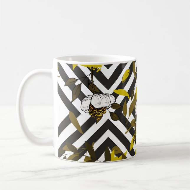Caneca De Café Trendy floral pattern. Isolated seamless pattern.  (Esquerda)