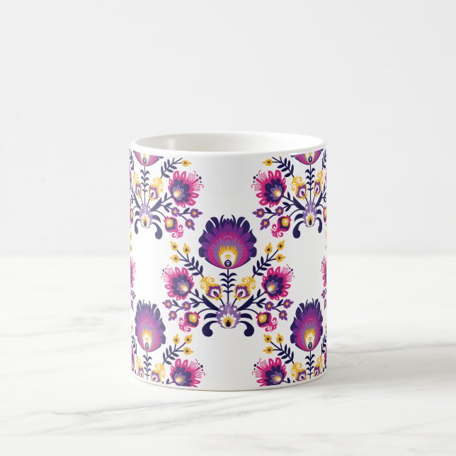 Caneca De Café Trendy Folk Composição com Flores Folclóricas (Centro)