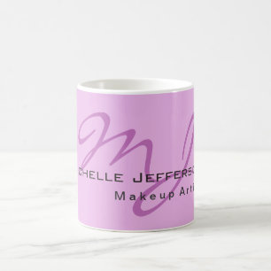 Caneca De Café Trendy Makeup Artist Lilac & Orchid Color Monogram