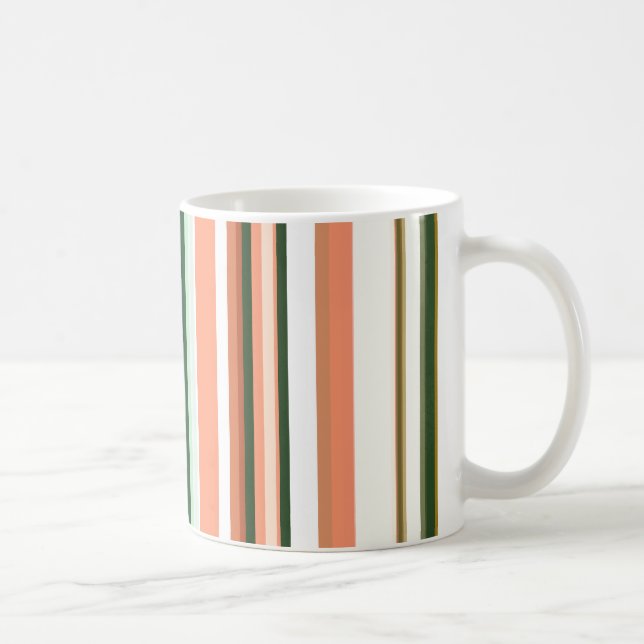 Caneca De Café Trendy Modern Orange White Strips (Direita)
