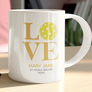 Caneca De Café Trendy Personal LOVE Mostard Yellow Pickleball
