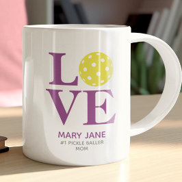 Caneca De Café Trendy Personal LOVE Raspberry Purple Pickleball