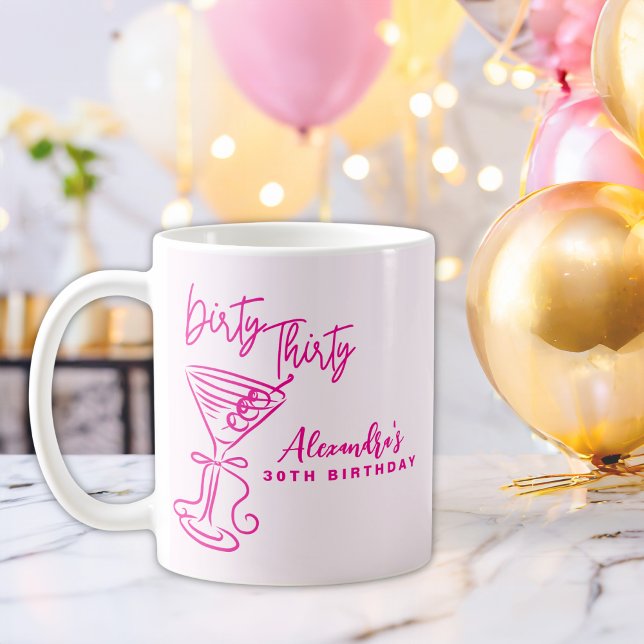 Caneca De Café Trendy Pink Dirty Thirty 30th Birthday (Criador carregado)